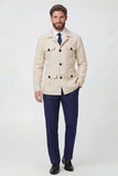 Chaqueta masculina de solato cruzado beige con muesca
