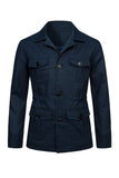 Chaqueta masculina de solato cruzado beige con muesca