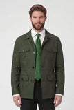 Chaqueta masculina de solato cruzado beige con muesca