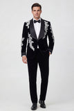 Chaquetón de boda para hombre de una sola pieza con solapa chal un botón y hombro único con apliques
