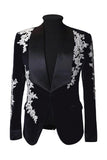 Chaquetón de boda para hombre de una sola pieza con solapa chal un botón y hombro único con apliques