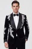 Chaquetón de boda para hombre de una sola pieza con solapa chal un botón y hombro único con apliques