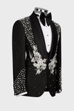 Trajes de boda de hombre de dos piezas con solapa negra y un botón con cuentas