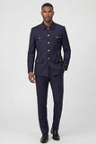 Traje de hombre de dos piezas de dos piezas azul marino oscuro