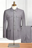 Traje negro de dos piezas de dos piezas, pecho simple