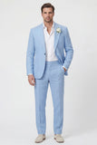 Traje de boda de dos piezas de dos piezas con solapa Sky Blue Peak