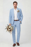 Traje de boda de hombre de dos piezas con solapa de un solo botón beige