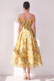 Vestido midi floral con estampado de gasa en A y traje descubierto con bolsillos