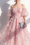 Vestido midi floral de lentejuelas con filo A de los hombros