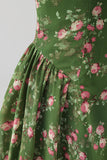 Vestido midi midi floral verde oscuro sin tirantes de gasa A