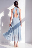Vestido Midi de Oliva con escote de chiffon en línea A