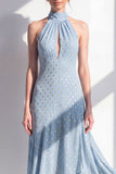 Vestido Midi de Oliva con escote de chiffon en línea A