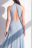 Vestido Midi de Oliva con escote de chiffon en línea A
