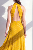 Vestido Midi de Oliva con escote de chiffon en línea A