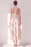 Vestido midi floral midi de cuello capter, cuello de albaricoque