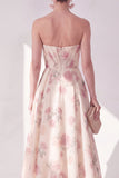 Vestido midi floral midi de tirantes sin tirantes de chaqueta