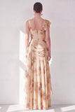 Vestido Maxi Floral Floral con Abertura de Sirena y Sirena de Chaberaco, Corsé Arrugado