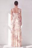 Vestido Maxi Floral Floral con Abertura de Sirena y Sirena de Chaberaco, Corsé Arrugado