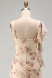 Vestido Maxi Floral Floral con Abertura de Sirena y Sirena de Chaberaco, Corsé Arrugado