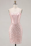 Corsé bodycon de satén Sweetheart Blush Vestido de bienvenida a casa