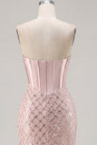 Corsé bodycon de satén Sweetheart Blush Vestido de bienvenida a casa