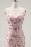 Vestido de Homecoming Blush Bodycon Bodycon con escote halter, corsé transparente, lentejuelas