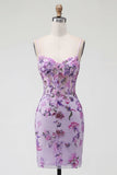 Vestido de Homecoming Blush Bodycon Bodycon con escote halter, corsé transparente, lentejuelas