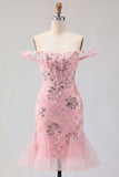 Vestido de bienvenida con corsé transparente con colorete, bodycon de hombros, lentejuelas, vestido de bienvenida con volantes