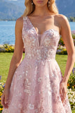 Vestido rosa de fin de semana floral de un solo hombro con un solo hombro