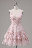 Vestido rosa de tirantes finos de tirantes finos con tirantes finos