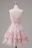 Vestido rosa de tirantes finos de tirantes finos con tirantes finos