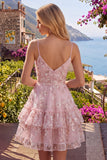 Vestido rosa de tirantes finos de tirantes finos con tirantes finos