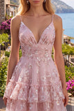 Vestido rosa de tirantes finos de tirantes finos con tirantes finos