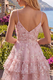 Vestido rosa de tirantes finos de tirantes finos con tirantes finos