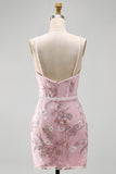 Corsé rosa con tirantes finos de tirantes finos Vestido floral de bienvenida
