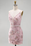 Corsé rosa con tirantes finos de tirantes finos Vestido floral de bienvenida