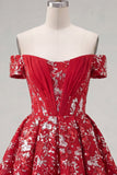 Vestido de corsé corto corsé corto de línea roja brillante con cuentas