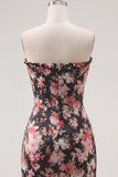 Vestido de bienvenida corsé corto ajustado y ajustado de flor negra rosa