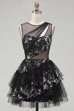Vestido corto de bienvenida de bienvenida floral con lentejuelas