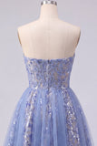 Corsé corsé fruncido gris azul brillante con vestido de encaje