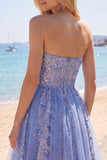 Corsé corsé fruncido gris azul brillante con vestido de encaje