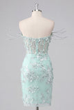 Vestido de Homecoming con corsé floral floral al descubierto y bodycon aplicación en menta