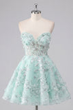 Vestido de bienvenida con corsé floral de menta A-Line