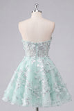 Vestido de bienvenida con corsé floral de menta A-Line