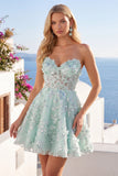 Vestido de bienvenida con corsé floral de menta A-Line