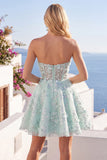 Vestido de bienvenida con corsé floral de menta A-Line