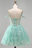 Vestido de bienvenida a casa con cuentas y corsé floral A-Line Mint