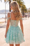 Vestido de bienvenida a casa con cuentas y corsé floral A-Line Mint