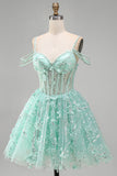 Vestido de bienvenida a casa con cuentas y corsé floral A-Line Mint