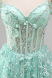 Vestido de bienvenida a casa con cuentas y corsé floral A-Line Mint